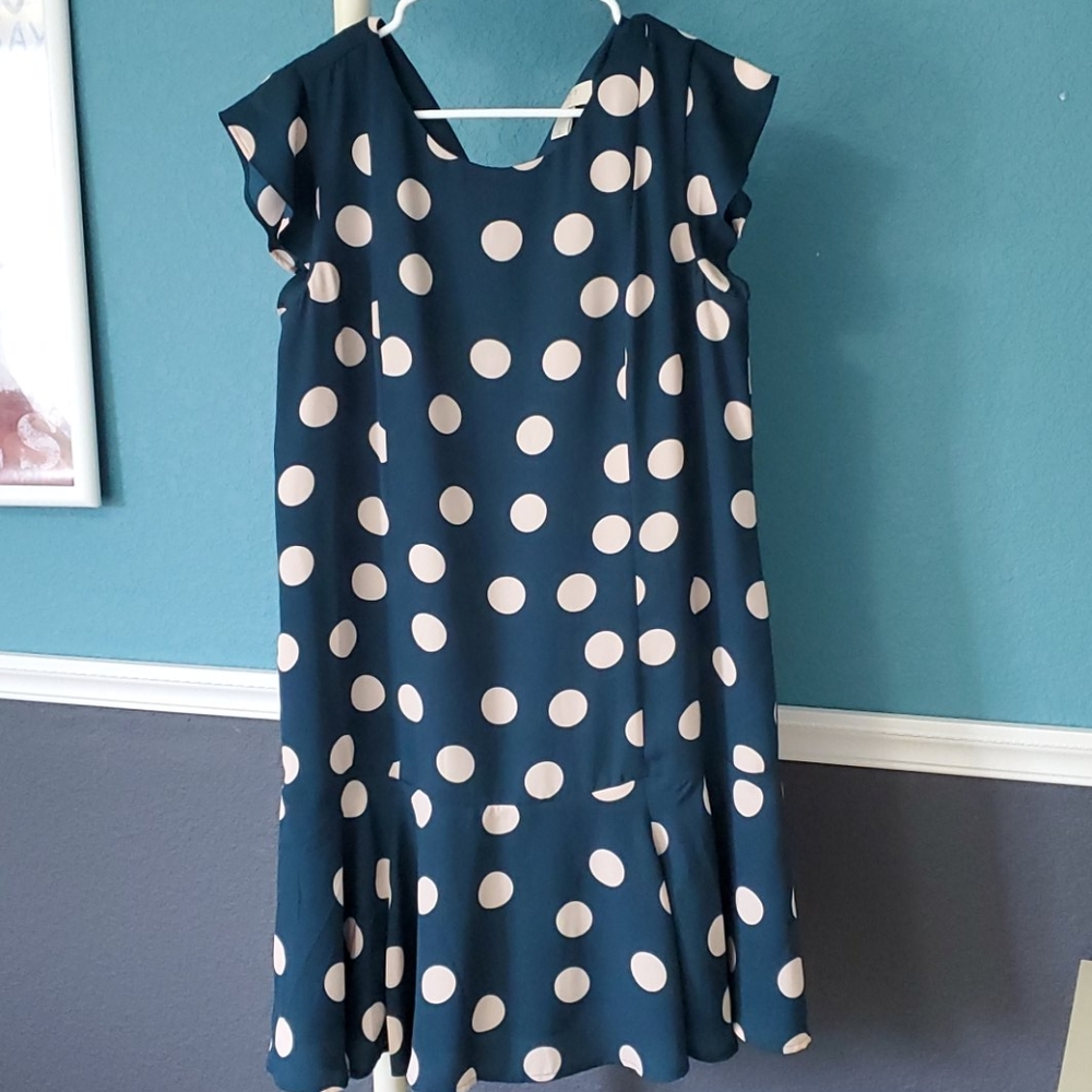 Teal polka dot dress